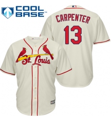 Women's Majestic St. Louis Cardinals #13 Matt Carpenter Replica Cream Alternate MLB Jersey