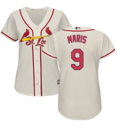 Women's Majestic St. Louis Cardinals #9 Roger Maris Authentic Cream Alternate Cool Base MLB Jersey