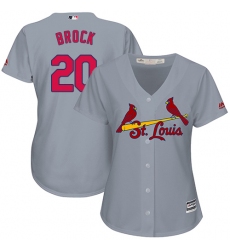 Women's Majestic St. Louis Cardinals #20 Lou Brock Replica Grey Road Cool Base MLB Jersey