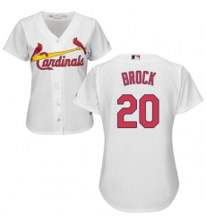 Women's Majestic St. Louis Cardinals #20 Lou Brock Replica White Home Cool Base MLB Jersey