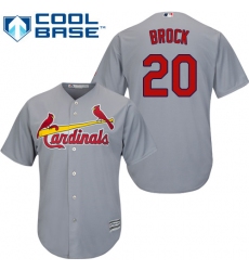 Youth Majestic St. Louis Cardinals #20 Lou Brock Authentic Grey Road Cool Base MLB Jersey