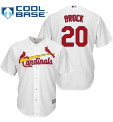 Youth Majestic St. Louis Cardinals #20 Lou Brock Authentic White Home Cool Base MLB Jersey