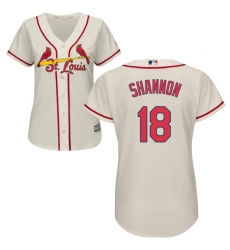 Women's Majestic St. Louis Cardinals #18 Mike Shannon Authentic Cream Alternate Cool Base MLB Jersey