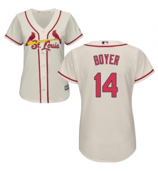 Women's Majestic St. Louis Cardinals #14 Ken Boyer Authentic Cream Alternate Cool Base MLB Jersey