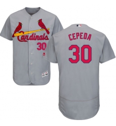 Men's Majestic St. Louis Cardinals #30 Orlando Cepeda Grey Road Flex Base Authentic Collection MLB Jersey