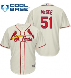 Youth Majestic St. Louis Cardinals #51 Willie McGee Authentic Cream Alternate Cool Base MLB Jersey