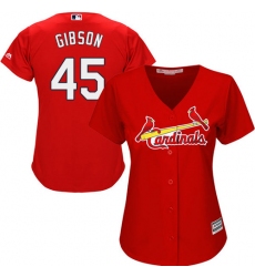 Women's Majestic St. Louis Cardinals #45 Bob Gibson Replica Red Alternate Cool Base MLB Jersey