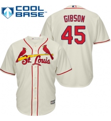 Youth Majestic St. Louis Cardinals #45 Bob Gibson Authentic Cream Alternate Cool Base MLB Jersey