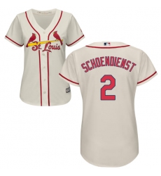 Women's Majestic St. Louis Cardinals #2 Red Schoendienst Replica Cream Alternate Cool Base MLB Jersey