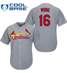 Men's Majestic St. Louis Cardinals #16 Kolten Wong Replica Grey Road Cool Base MLB Jersey