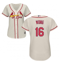 Women's Majestic St. Louis Cardinals #16 Kolten Wong Authentic Cream Alternate Cool Base MLB Jersey