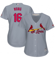 Women's Majestic St. Louis Cardinals #16 Kolten Wong Authentic Grey Road Cool Base MLB Jersey
