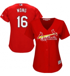 Women's Majestic St. Louis Cardinals #16 Kolten Wong Authentic Red Alternate Cool Base MLB Jersey
