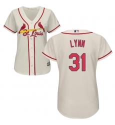 Women's Majestic St. Louis Cardinals #31 Lance Lynn Replica Cream Alternate Cool Base MLB Jersey