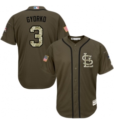 Men's Majestic St. Louis Cardinals #3 Jedd Gyorko Replica Green Salute to Service MLB Jersey