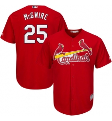 Youth Majestic St. Louis Cardinals #25 Mark McGwire Replica Red Alternate Cool Base MLB Jersey