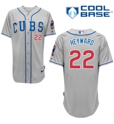 Men's Majestic Chicago Cubs #22 Jason Heyward Replica Grey Alternate Road Cool Base MLB Jersey
