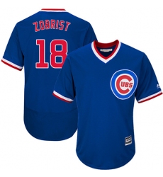 Men's Majestic Chicago Cubs #18 Ben Zobrist Royal Blue Flexbase Authentic Collection Cooperstown MLB Jersey