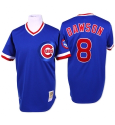 Men's Mitchell and Ness Chicago Cubs #8 Andre Dawson Authentic Blue Throwback MLB Jersey