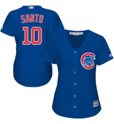 Women's Majestic Chicago Cubs #10 Ron Santo Authentic Royal Blue Alternate MLB Jersey
