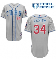 Youth Majestic Chicago Cubs #34 Jon Lester Authentic Grey Alternate Road Cool Base MLB Jersey