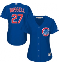 Women's Majestic Chicago Cubs #27 Addison Russell Authentic Royal Blue Alternate MLB Jersey