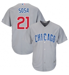 Youth Majestic Chicago Cubs #21 Sammy Sosa Authentic Grey Road Cool Base MLB Jersey