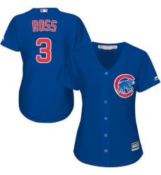 Women's Majestic Chicago Cubs #3 David Ross Replica Royal Blue Alternate MLB Jersey