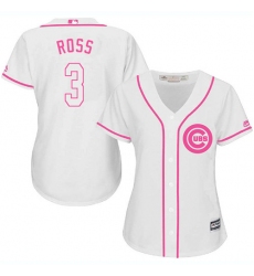 Women's Majestic Chicago Cubs #3 David Ross Replica White Fashion MLB Jersey