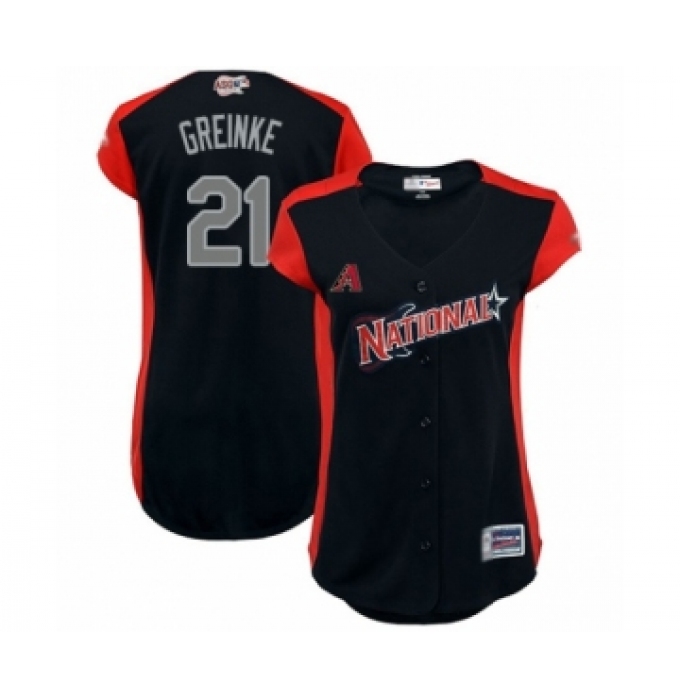Women's Arizona Diamondbacks #21 Zack Greinke Authentic Navy Blue National League 2019 Baseball All-Star Jersey