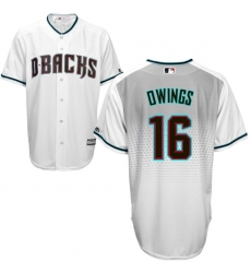 Men's Majestic Arizona Diamondbacks #16 Chris Owings Authentic White/Capri Cool Base MLB Jersey