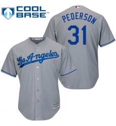 Women's Majestic Los Angeles Dodgers #31 Joc Pederson Replica Grey Road Cool Base MLB Jersey