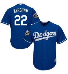 Women's Majestic Los Angeles Dodgers #22 Clayton Kershaw Authentic Royal Blue Alternate Cool Base 2018 World Series MLB Jersey