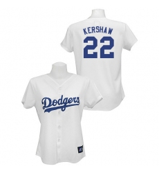 Women's Majestic Los Angeles Dodgers #22 Clayton Kershaw Replica White MLB Jersey