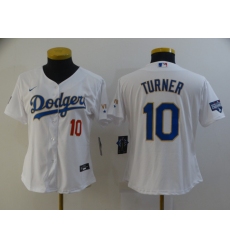 Women's Nike Los Angeles Dodgers #10 Justin Turner White Champions Authentic Jersey
