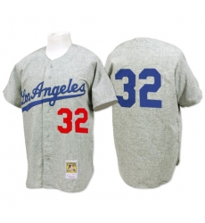 Men's Mitchell and Ness 1963 Los Angeles Dodgers #32 Sandy Koufax Authentic Grey Throwback MLB Jersey