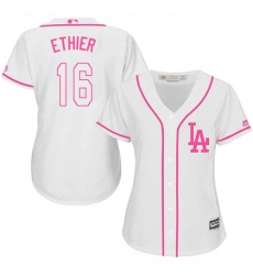 Women's Majestic Los Angeles Dodgers #16 Andre Ethier Authentic White Fashion Cool Base MLB Jersey
