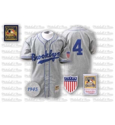 Men's Mitchell and Ness 1945 Los Angeles Dodgers #4 Babe Herman Replica Grey Throwback MLB Jersey