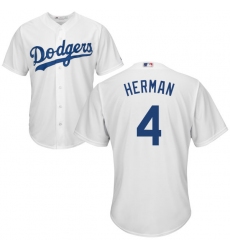 Youth Majestic Los Angeles Dodgers #4 Babe Herman Authentic White Home Cool Base MLB Jersey