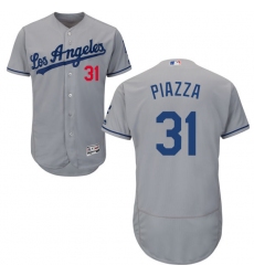 Men's Majestic Los Angeles Dodgers #31 Mike Piazza Grey Flexbase Authentic Collection MLB Jersey