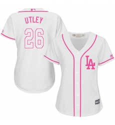 Women's Majestic Los Angeles Dodgers #26 Chase Utley Authentic White Fashion Cool Base MLB Jersey