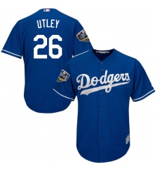 Youth Majestic Los Angeles Dodgers #26 Chase Utley Authentic Royal Blue Alternate Cool Base 2018 World Series MLB Jersey