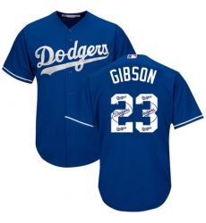 Men's Majestic Los Angeles Dodgers #23 Kirk Gibson Authentic Royal Blue Team Logo Fashion Cool Base MLB Jersey