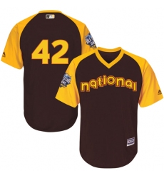 Youth Majestic Los Angeles Dodgers #42 Jackie Robinson Authentic Brown 2016 All-Star National League BP Cool Base MLB Jersey