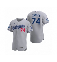 Men's Los Angeles Dodgers #74 Kenley Jansen Gray 2020 World Series Champions Road Authentic Jersey
