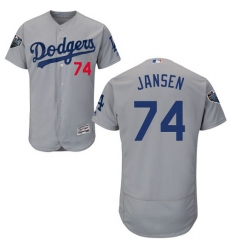 Men's Majestic Los Angeles Dodgers #74 Kenley Jansen Gray Alternate Flex Base Authentic Collection 2018 World Series MLB Jersey