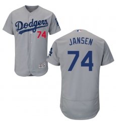 Men's Majestic Los Angeles Dodgers #74 Kenley Jansen Gray Alternate Road Flexbase Authentic Collection MLB Jersey