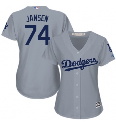 Women's Majestic Los Angeles Dodgers #74 Kenley Jansen Replica Grey Road Cool Base MLB Jersey