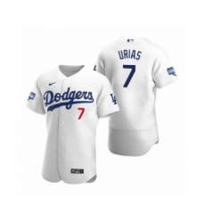Men's Los Angeles Dodgers #7 Julio Urias White 2020 World Series Champions Authentic Jersey