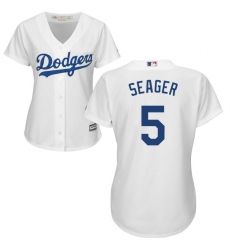 Women's Majestic Los Angeles Dodgers #5 Corey Seager Replica White Home Cool Base MLB Jersey